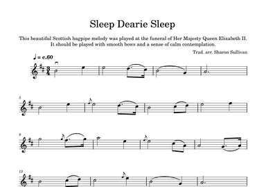 Sleep Dearie Sleep (easy violin) (arr. Sharon Sullivan)