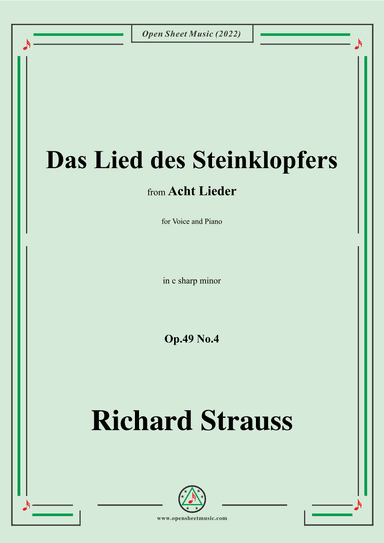 Richard Strauss-Das Lied des Steinklopfers,in c sharp minor (arr. OSM Press)