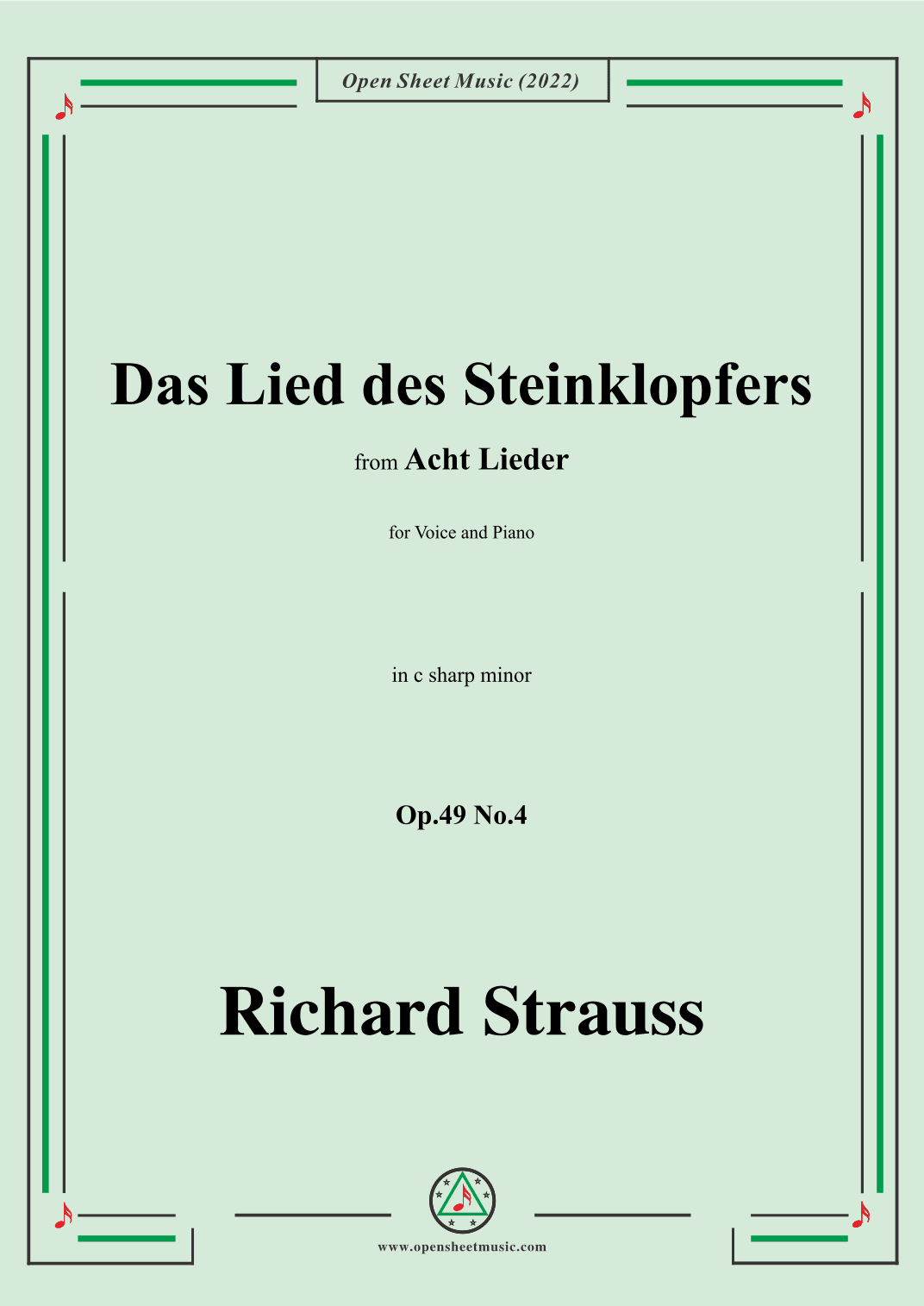 Richard Strauss-Das Lied des Steinklopfers,in c sharp minor (arr. OSM Press)