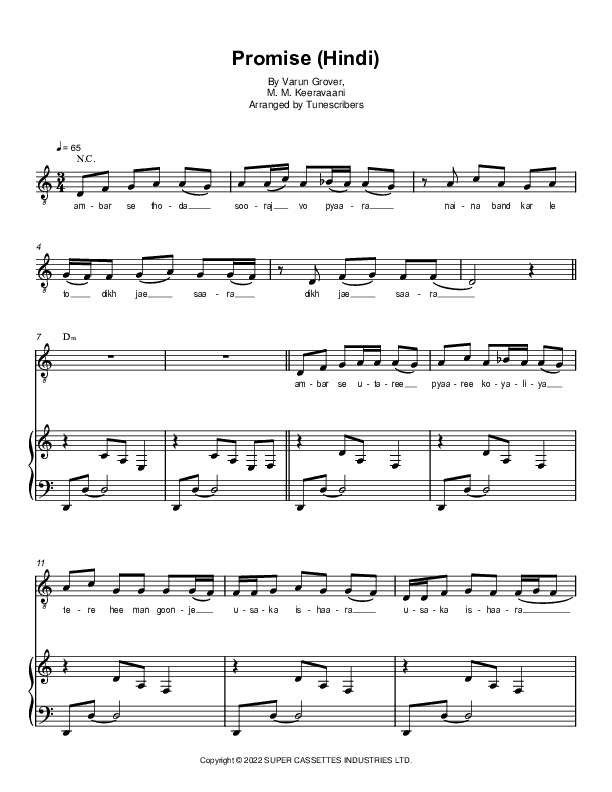 Promise (Hindi) (arr. Tunescribers)