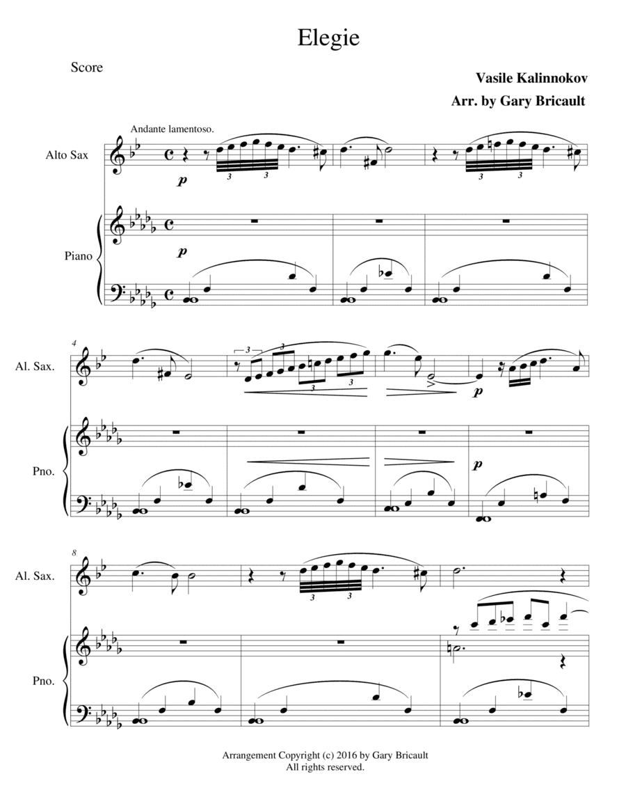 Elegie (arr. Gary Bricault)