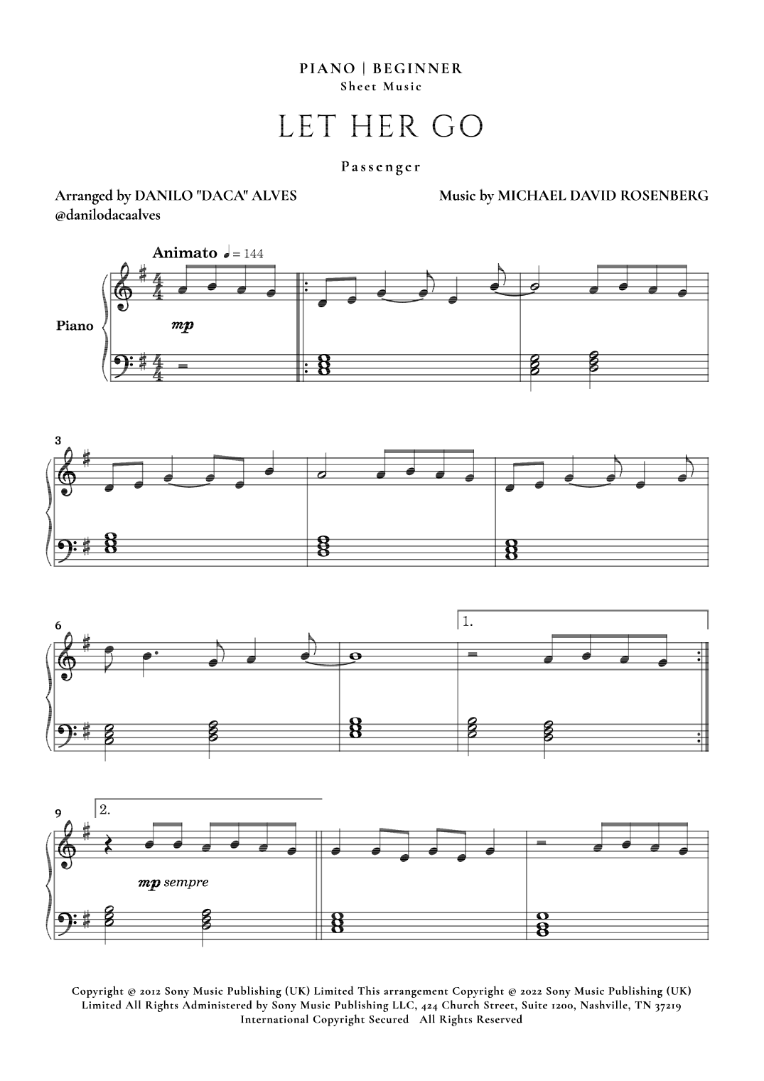 Let Her Go (arr. Danilo "Daca" Alves)