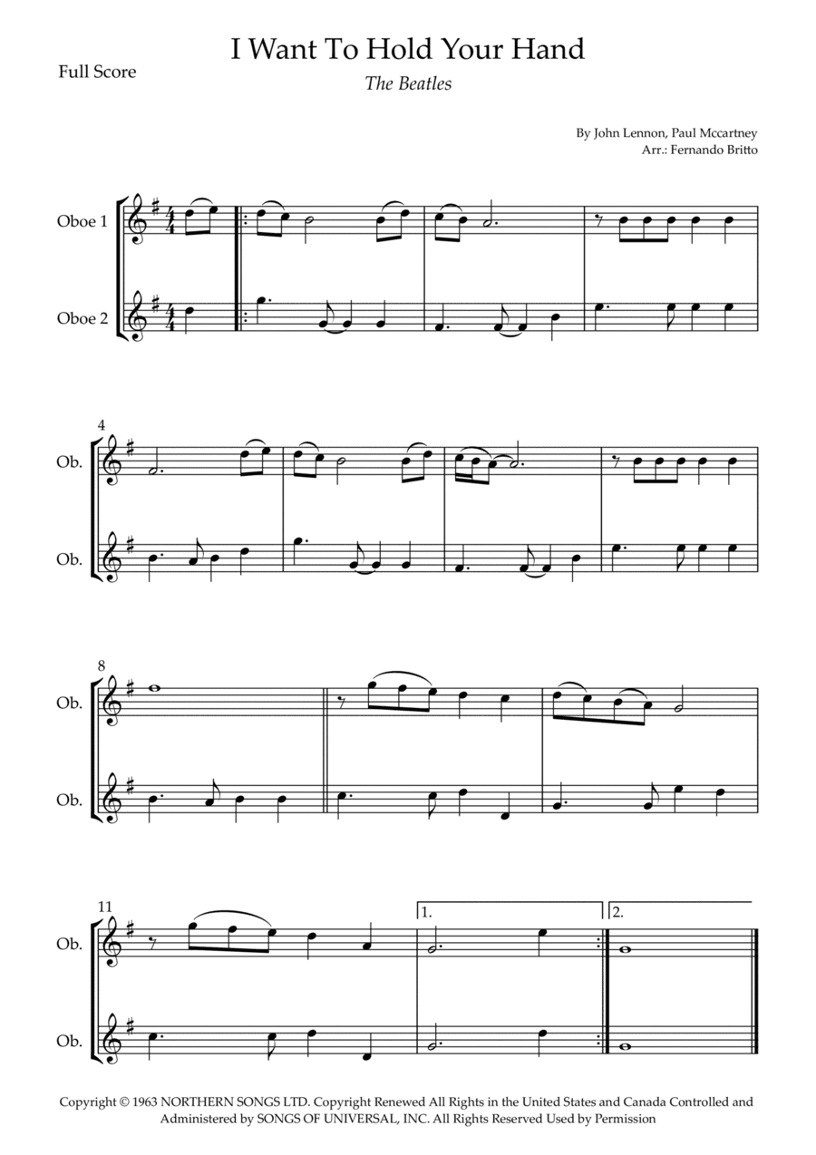 I Want To Hold Your Hand (arr. Fernando Britto)