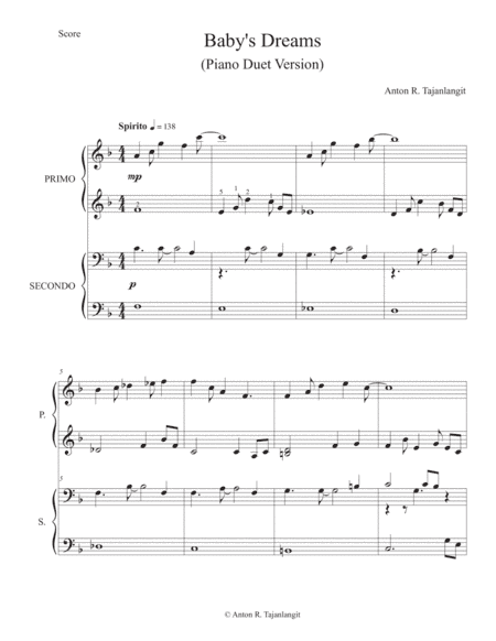 Baby's Dreams (Piano Duet) by Anton