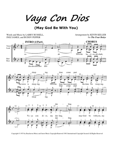Vaya Con Dios (may God Be With You) (arr. Kevin Keller)