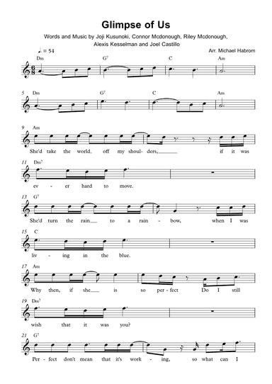 Glimpse Of Us (arr. Michael Habrom)
