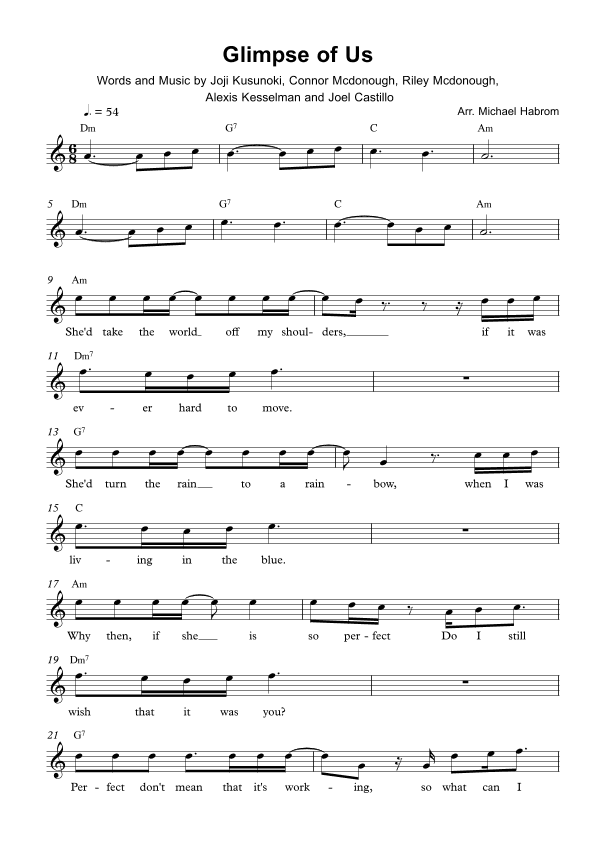 Glimpse Of Us (arr. Michael Habrom)