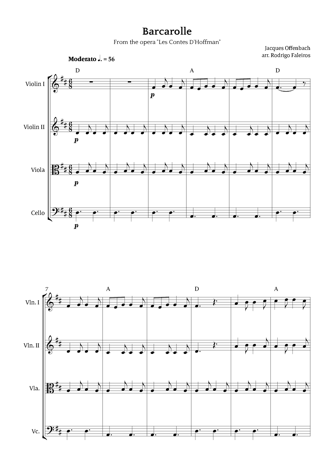 Barcarolle - Belle Nuit, O Nuit D'Amour (arr. Rodrigo Faleiros)