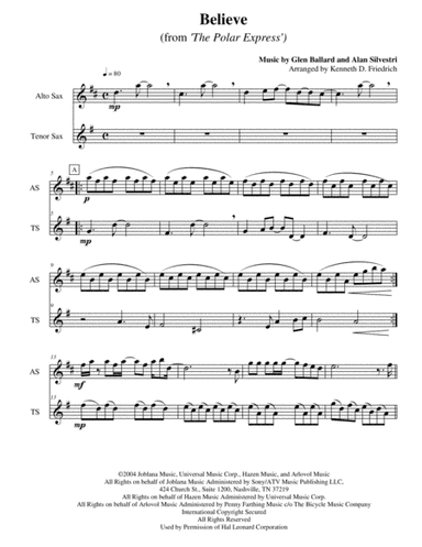 Believe (arr. Kenneth D. Friedrich)