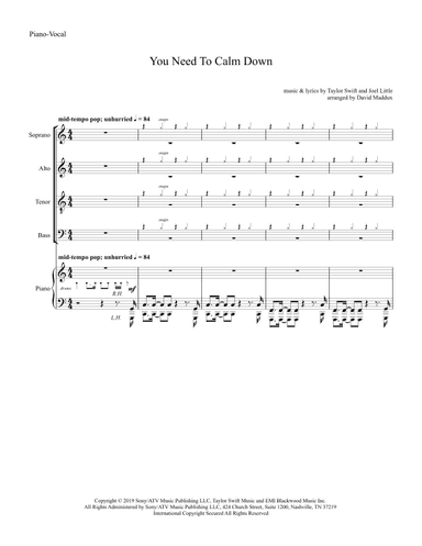You Need To Calm Down (arr. David Maddux)
