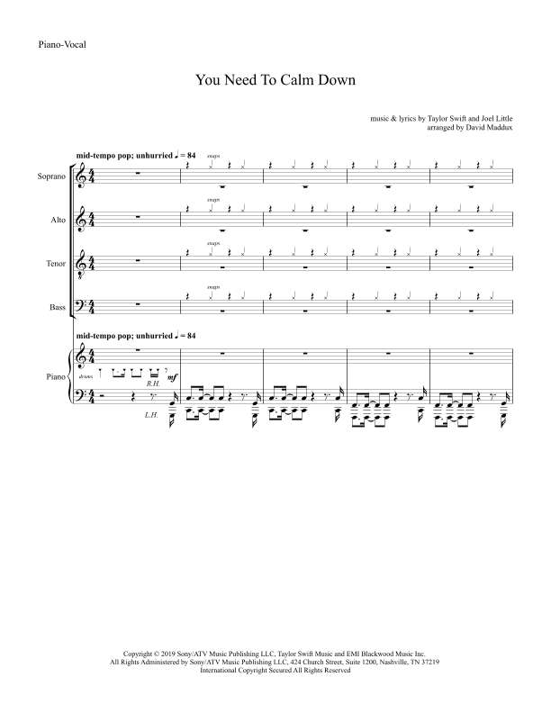 You Need To Calm Down (arr. David Maddux)