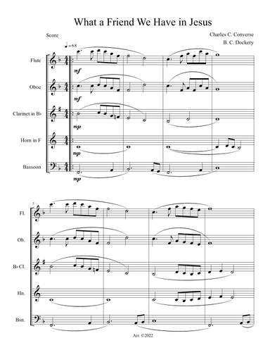 What a Friend We Have in Jesus (Woodwind Quintet) (arr. B. C. Dockery)