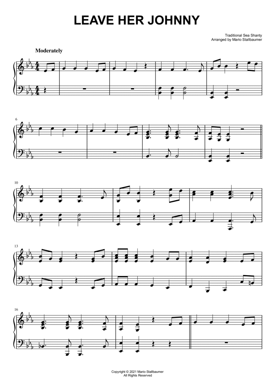 Leave Her Johnny (Sea Shanty) - Piano Solo (arr. Mario Stallbaumer)