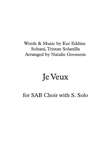 Je Veux (arr. Natalie Goossens)