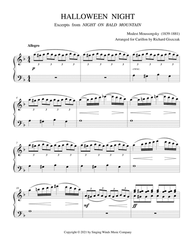 Halloween Night (excerpts from Night on Bald Mountain) (duet) (arr. Richard Giszczak)