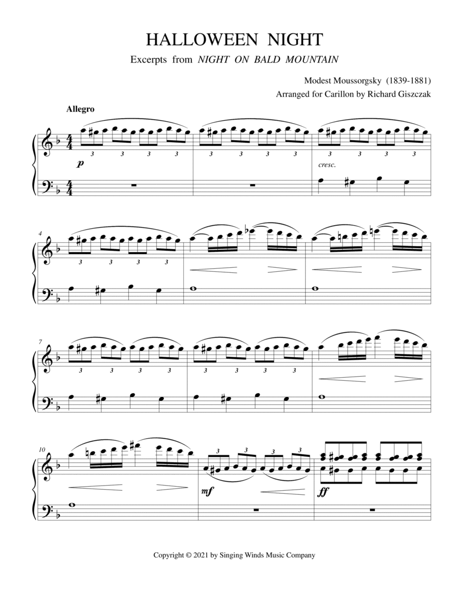 Halloween Night (excerpts from Night on Bald Mountain) (duet) (arr. Richard Giszczak)