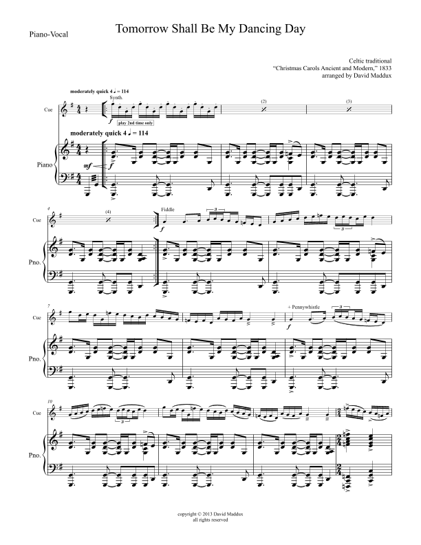 Tomorrow Shall Be My Dancing Day (arr. David Maddux)