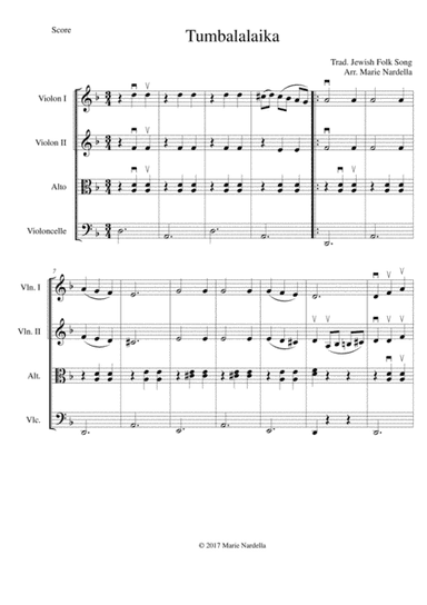 Tumbalalaika easy string quartet (arr. Marie Nardella)