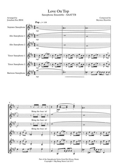 Love On Top (arr. Jonathan Eno BEM)
