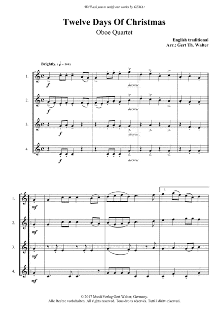 Twelve Days Of Christmas (arr. Gert Th. Walter)