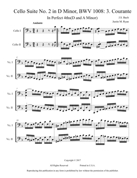 Cello Suite No. 2, BWV 1008: 3. Courante (arr. Justin M. Ryan)