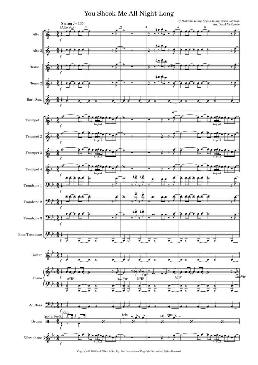 You Shook Me All Night Long (arr. Daryl McKenzie)