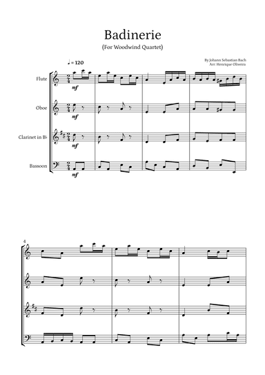 Badinerie by J. S. Bach (For Woodwind Quartet ) (arr. Henrique Oliveira)