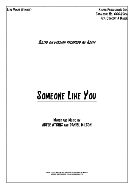 Someone Like You (arr. Mike West)