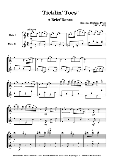 Florence Beatrice Price "Ticklin' Toes" from a set of "Three Brief Dances" for Flute Duet. (arr. Glenn Martin)