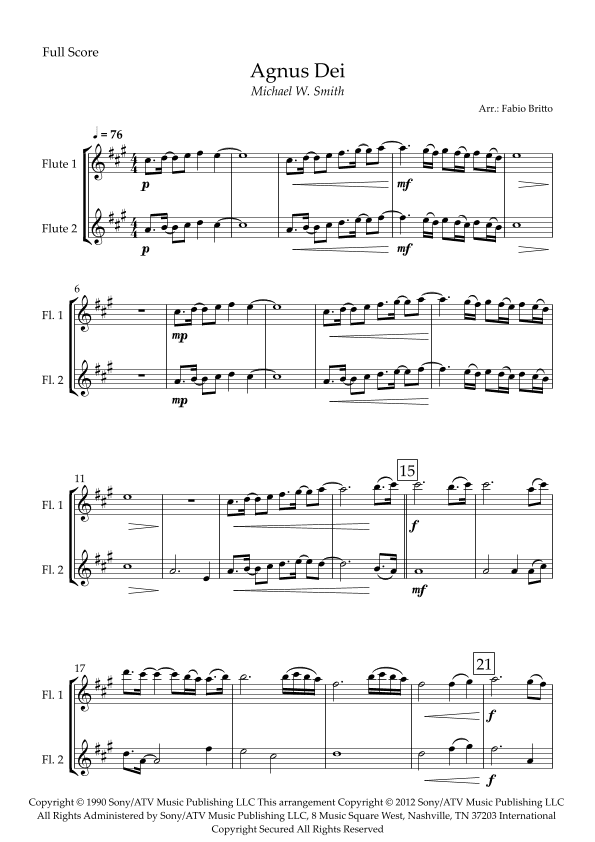 Agnus Dei (arr. Fabio Britto)