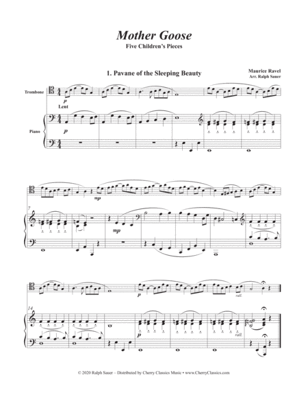 Mother Goose Suite - Five Children's Pieces for Trombone and Piano (arr. Ralph Sauer)