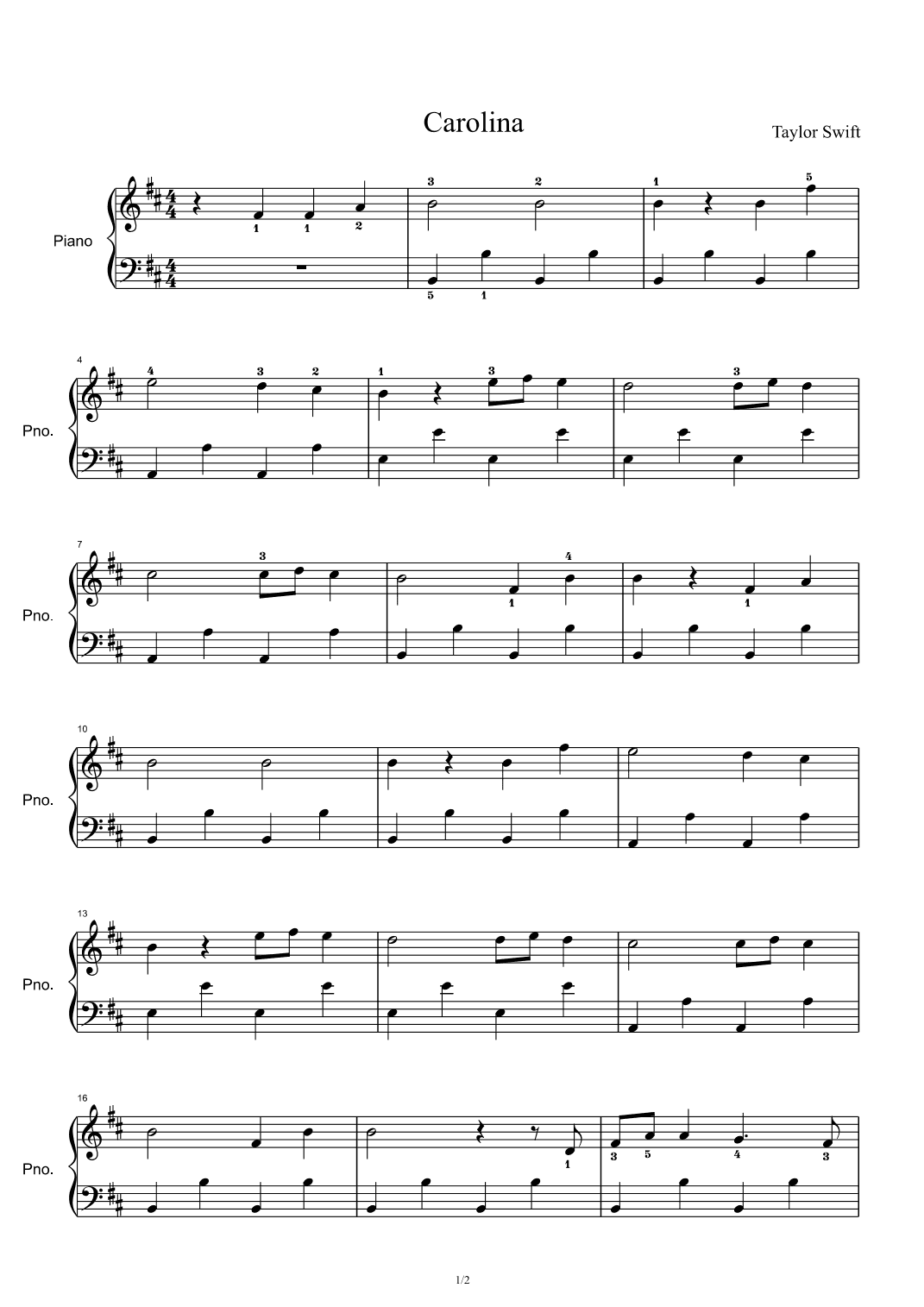 Carolina (arr. Taylor Swift)