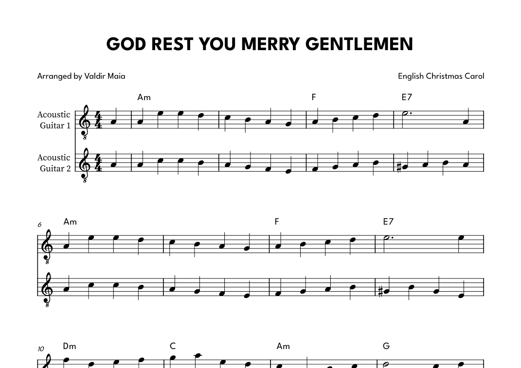 God Rest You Merry Gentlemen - Acoustic Guitar Duet (arr. Valdir Maia)