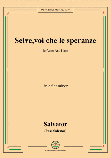 Rosa-Selve,voi che le speranze,in e flat minor,for Voice and Piano (arr. MSM)