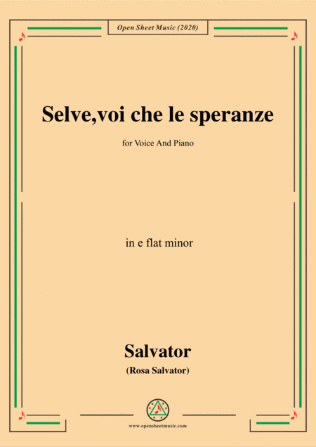 Rosa-Selve,voi che le speranze,in e flat minor,for Voice and Piano (arr. MSM)