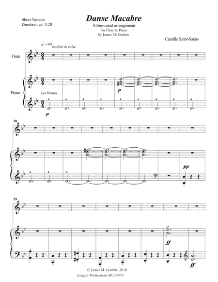 Saint-Saëns: Danse Macabre for Flute & Piano Short Version (arr. James M. Guthrie)