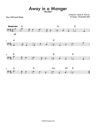 Away In A Manger (Mueller) - Bass Clef Lead Sheet (arr. Christopher Bell)