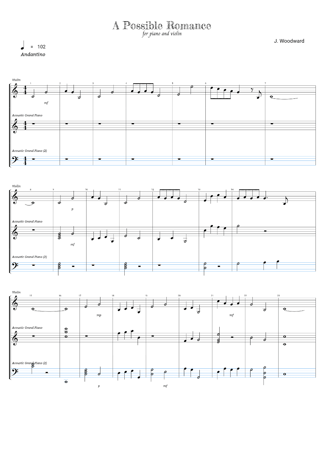 A Possible Romance - for piano and violin