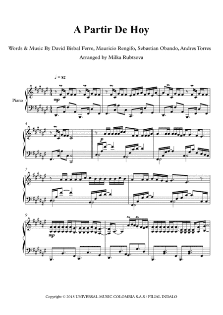 A Partir De Hoy (arr. Milka Rubtsova)