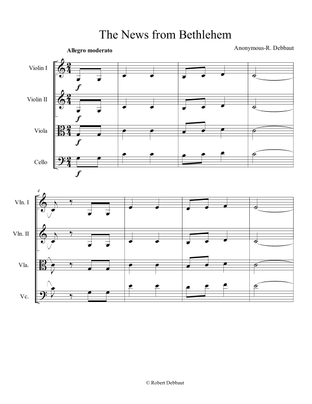 The News From Bethlehem - Score Only (arr. Robert Debbaut)