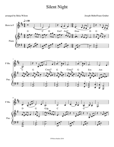 Silent Night--horn solo (arr. Beka Wilson)
