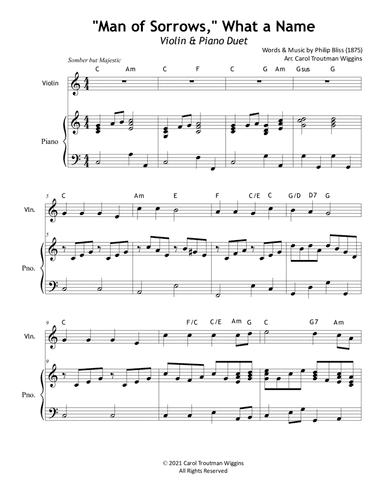 "Man of Sorrows," What A Name (Violin & Piano) (arr. Carol Troutman Wiggins)