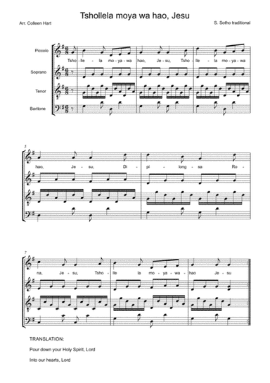 Tshollela moya wa hao, Jesu (Pour down your Holy Spirit, Jesus) arr Colleen Hart (arr. Colleen Hart)