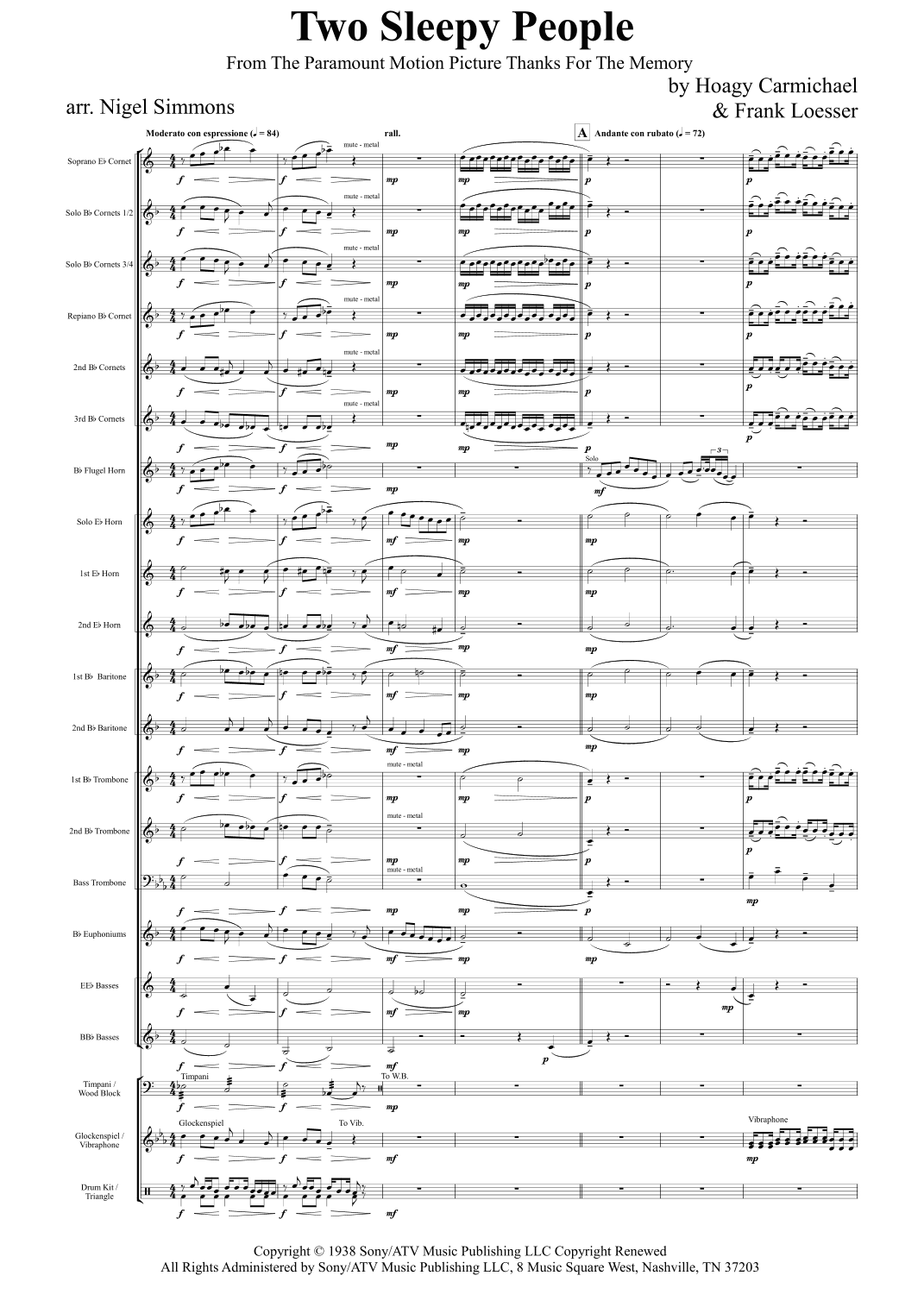 Two Sleepy People (arr. Nigel Simmons)