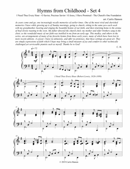 Hymns from Childhood - Set 4 (piano solo) (arr. Curtis Hanson)