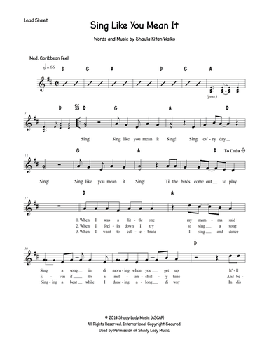 Sing Like You Mean It – Lead Sheet
