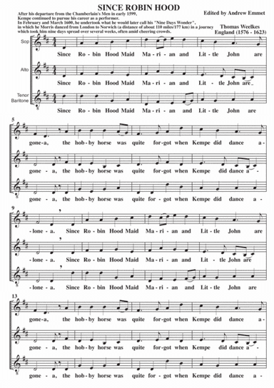 Since Robin Hood A Cappella SAT (arr. Edited by Andrew Emmet)