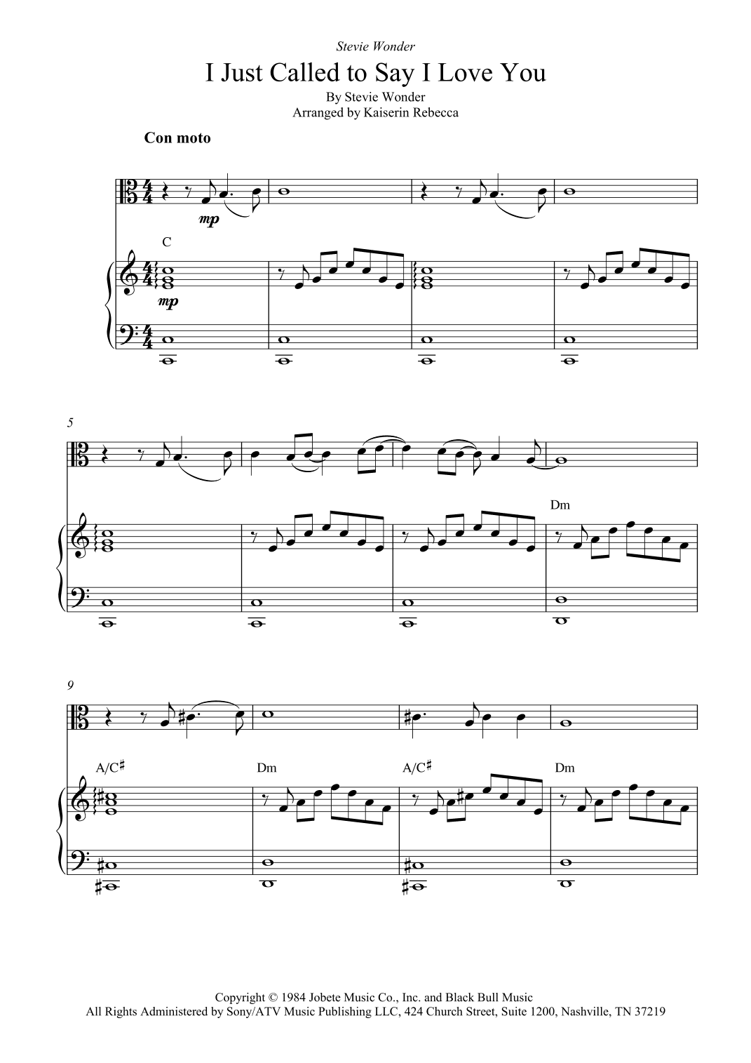 I Just Called To Say I Love You (arr. Kaiserin Rebecca)