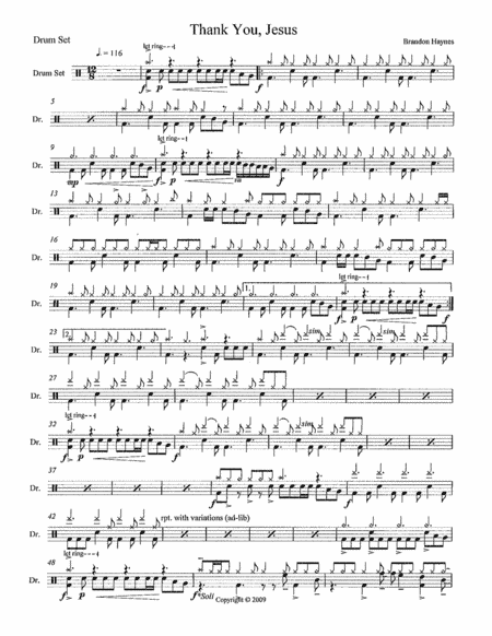 Thank You, Jesus (Drum Part)