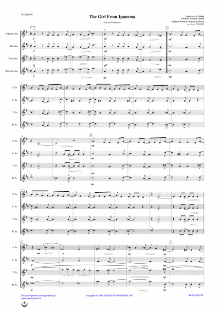 The Girl From Ipanema (garôta De Ipanema) (arr. Josef STASTNY)